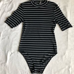 H&M black and white striped bodysuit